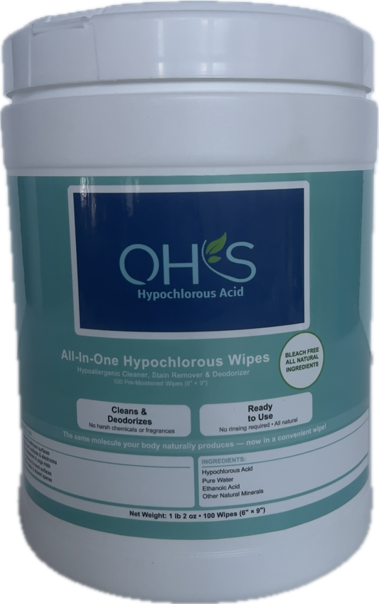 All in One Hypochlorous Organic Wipes